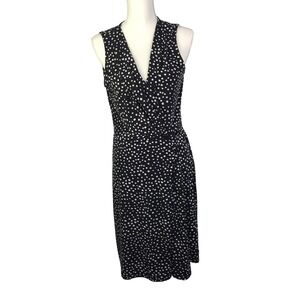 Kaileigh Dress Women's XL Polka Dot Stretch Faux Wrap Fit Flare Knee-Length